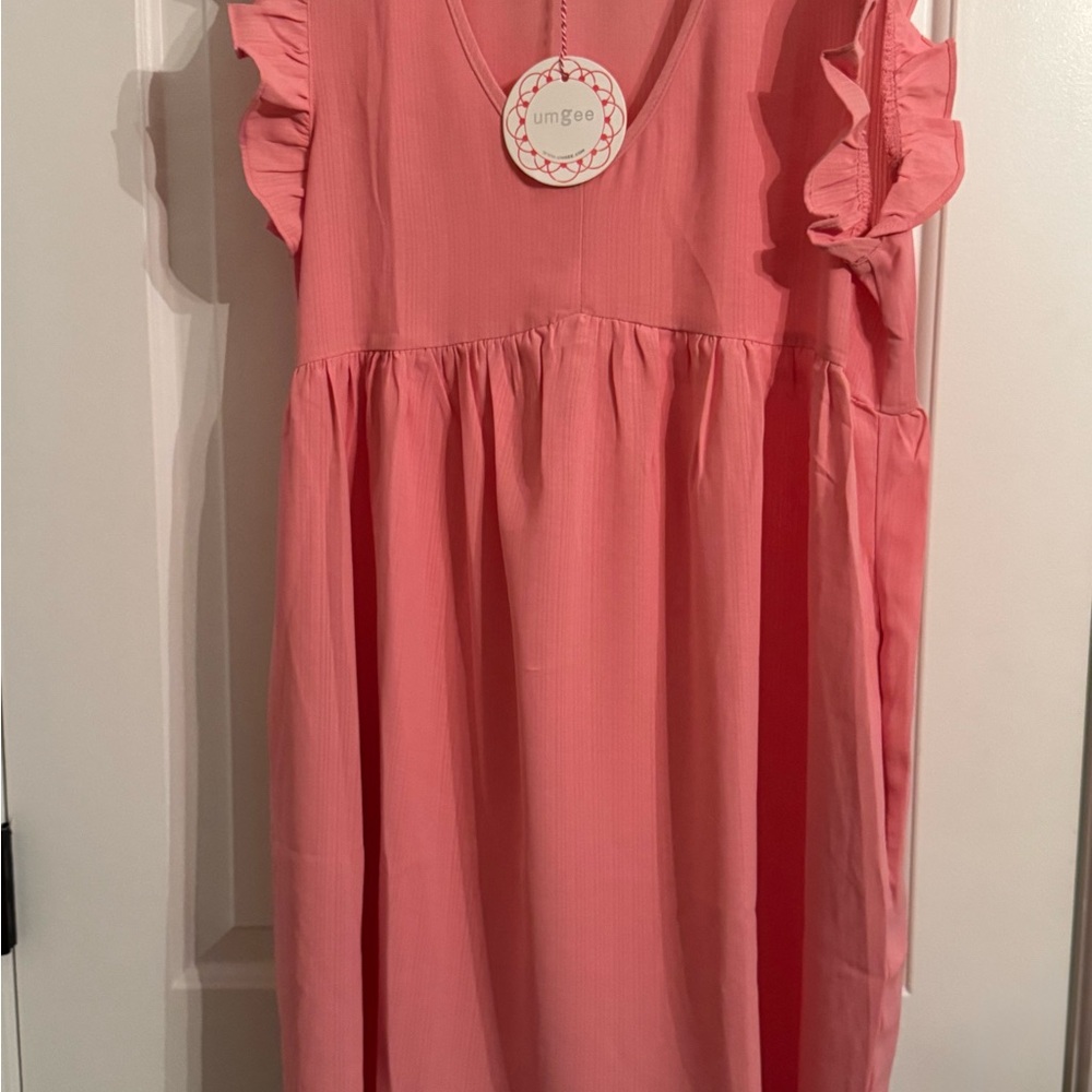 Umgee Pink Ruffle Sleeve Casual Dress